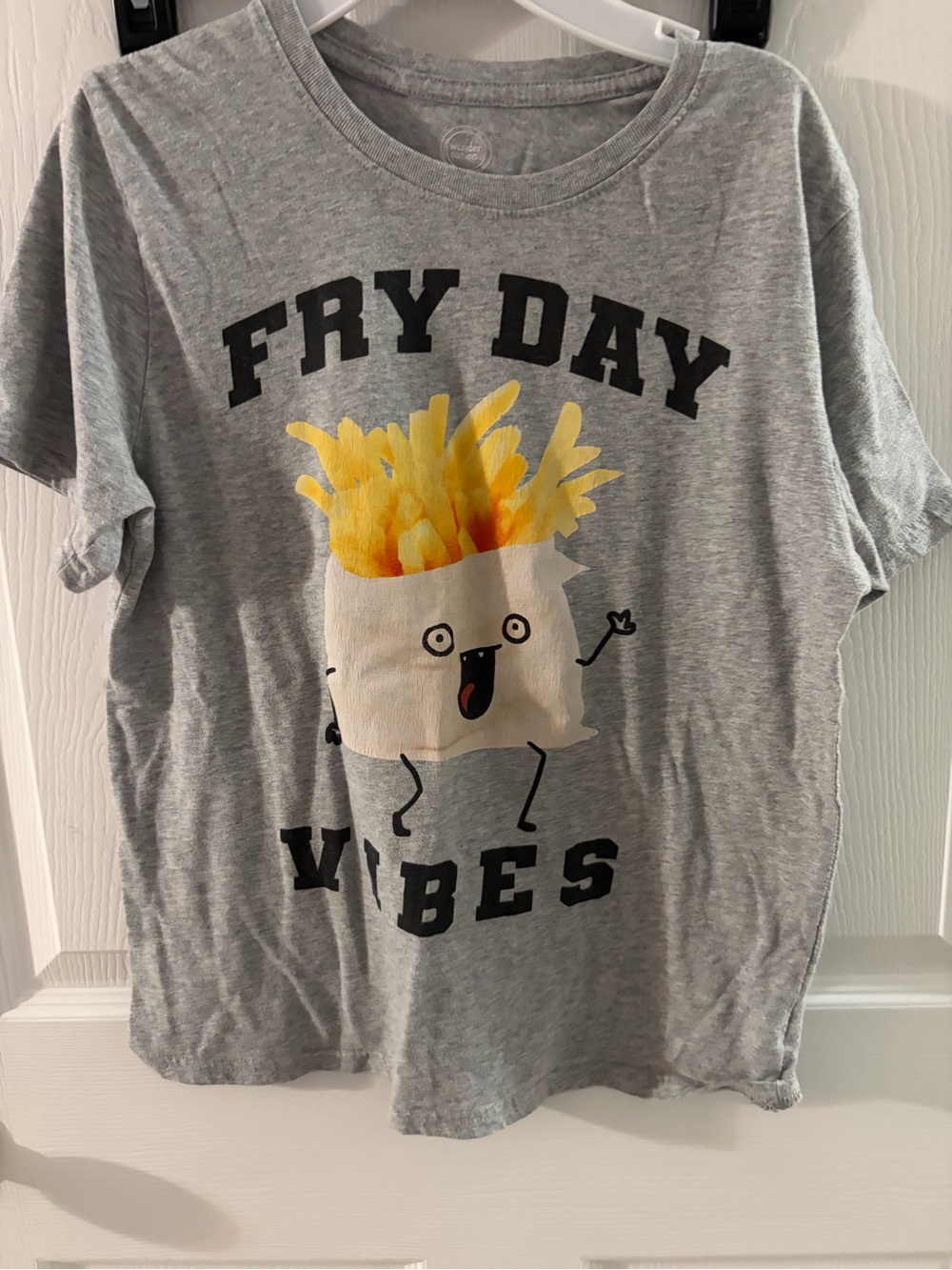 wonder nation Grey 'FRY DAY Vibes' Graphic Tee with Yellow Fries